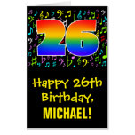 [ Thumbnail: 26th Birthday: Fun Music Symbols + Rainbow # 26 Card ]