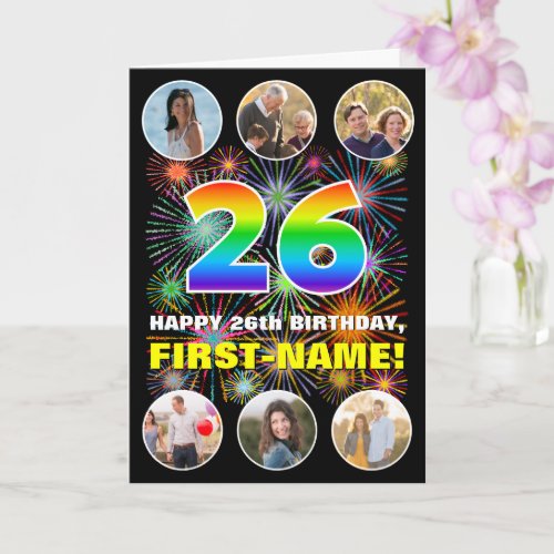26th Birthday: Fun Rainbow #, Custom Name & Photos