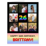 [ Thumbnail: 26th Birthday: Fun Rainbow #, Custom Photos & Name Card ]