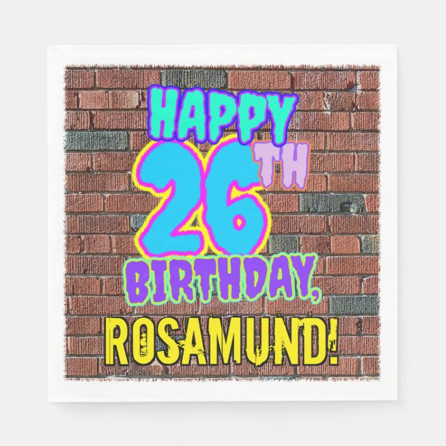 26th Birthday ~ Fun, Urban Graffiti Inspired Look Napkins (Front)