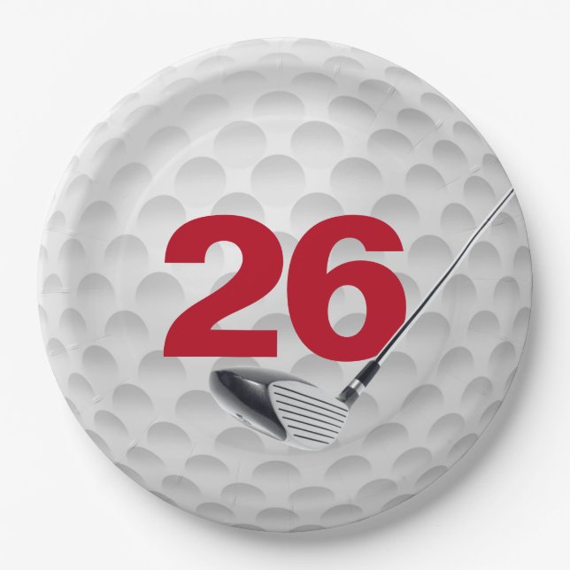 26th Birthday Golf Ball Design Paper Plate (Front)