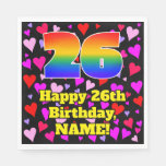 [ Thumbnail: 26th Birthday: Loving Hearts Pattern, Rainbow # 26 Napkins ]