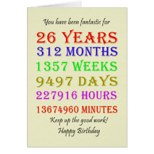 26th Birthday Milestones Cards