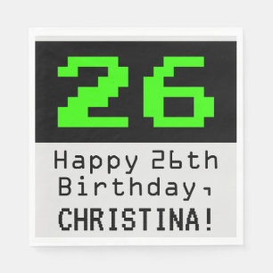 26th Birthday - Nerdy / Geeky Style "26" & Name Napkins