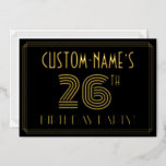 [ Thumbnail: 26th Birthday Party — Art Deco Style “26” + Name Invitation ]
