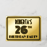 [ Thumbnail: 26th Birthday Party — Art Deco Style “26” & Name Invitation ]