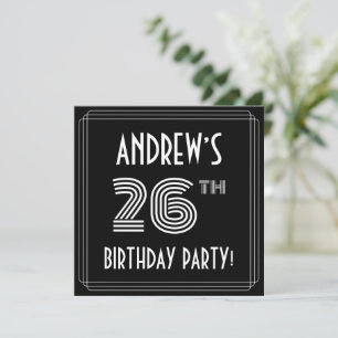26th Birthday Party: Art Deco Style w/ Custom Name Invitation