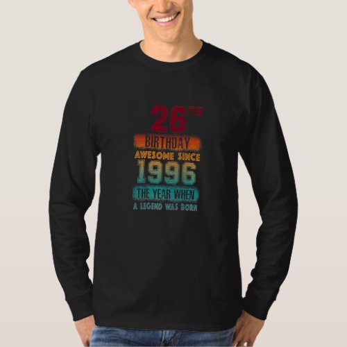 26th Birthday Party Awesome Since 1996 26 Years Ol T_Shirt