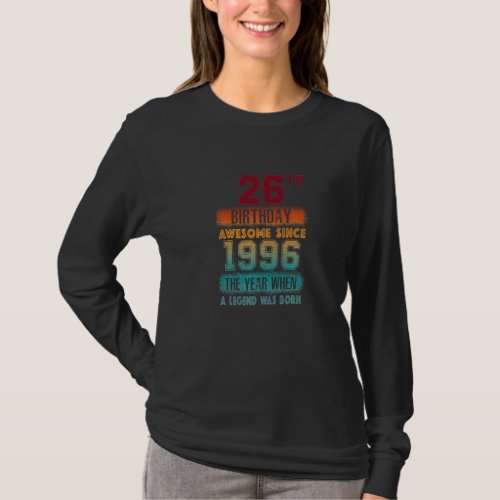 26th Birthday Party Awesome Since 1996 26 Years Ol T_Shirt