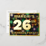 [ Thumbnail: 26th Birthday Party: Bold, Colorful Fireworks Look Postcard ]