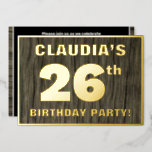 [ Thumbnail: 26th Birthday Party: Bold, Faux Wood Grain Pattern Invitation ]
