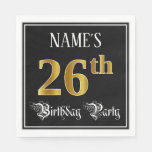 [ Thumbnail: 26th Birthday Party — Fancy Script, Faux Gold Look Napkins ]