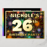 [ Thumbnail: 26th Birthday Party — Fun, Colorful Fireworks Look Invitation ]