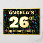 [ Thumbnail: 26th Birthday Party — Fun, Colorful Music Symbols Invitation ]