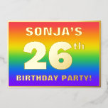 [ Thumbnail: 26th Birthday Party: Fun, Colorful Rainbow Pattern Invitation ]
