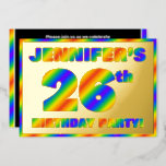 [ Thumbnail: 26th Birthday Party — Fun, Rainbow Spectrum “26” Invitation ]