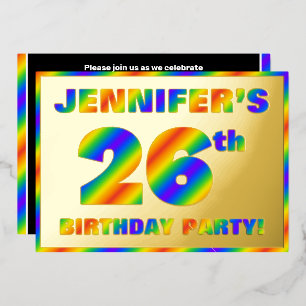 26th Birthday Party — Fun, Rainbow Spectrum “26” Foil Invitation