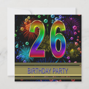 26th Birthday party Invitation with bubbles