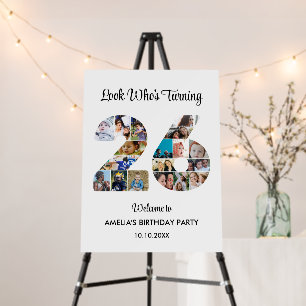 26th Birthday Party Number 26 Photo Collage Foam Board