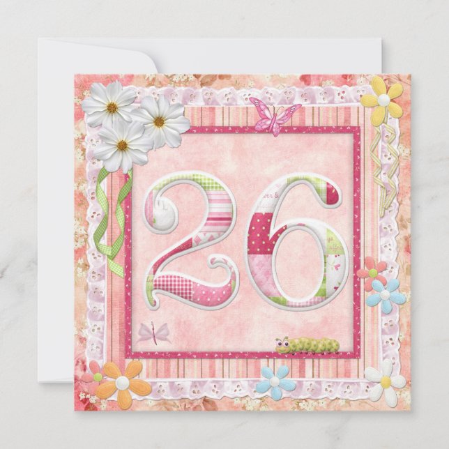 26th birthday party scrapbooking style invitation (Front)