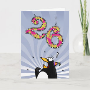 26th Birthday - Penguin Surprise Card