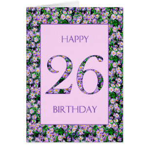 26th Birthday Purple Daisies Cards