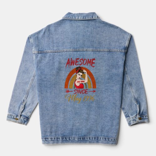 26th Birthday Queen Awesome Since May 1996 Rainbow Denim Jacket