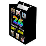[ Thumbnail: 26th Birthday: Rainbow “26“, Custom Photos & Name Gift Bag ]