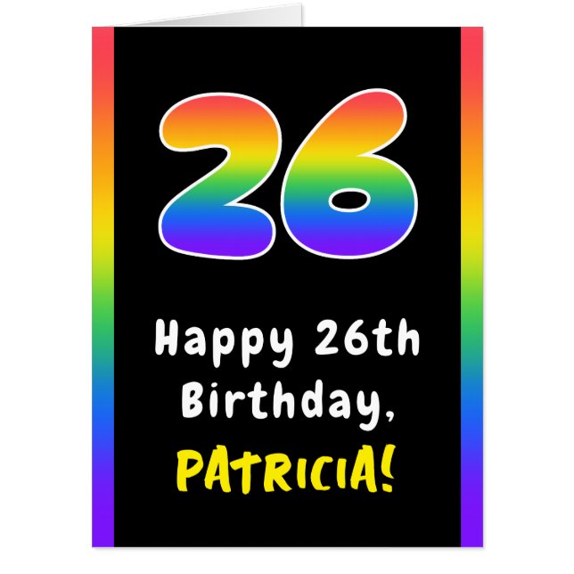 26th Birthday: Rainbow Spectrum # 26, Custom Name Card (Front)