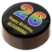 26th Birthday - Rainbow Spectrum Pattern Number 26 Chocolate Covered Oreo (Angled)