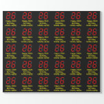 [ Thumbnail: 26th Birthday: Red Digital Clock Style "26" + Name Wrapping Paper ]