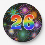 [ Thumbnail: 26th Event - Fun, Colorful, Bold, Rainbow 26 Paper Plates ]