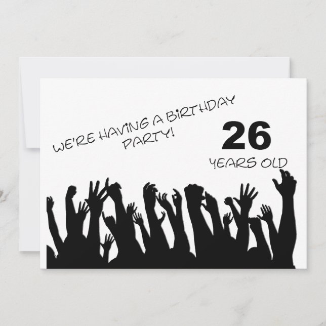 26th party invitation with cheering crowds (Front)