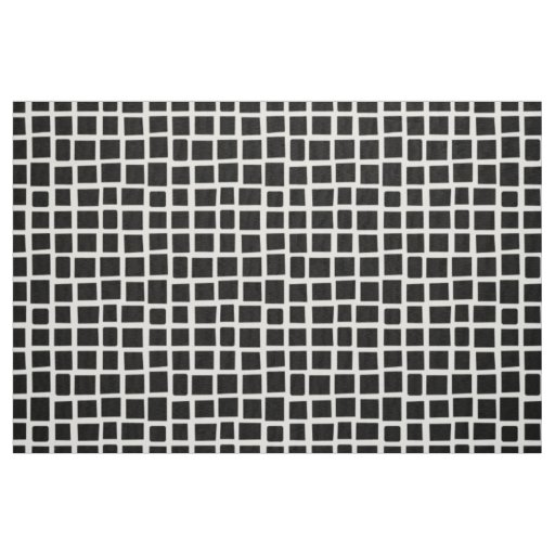 270215 Irregular rectangles - Black on White Fabric