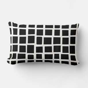 270215 Irregular rectangles - Black on White Lumbar Pillow