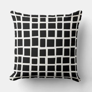 270215 Irregular rectangles - Black on White Throw Pillow