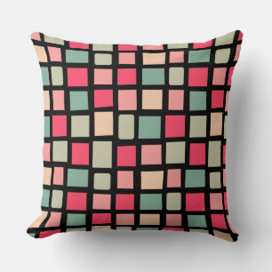 270215 Irregular rectangles - White on Black Throw Pillow