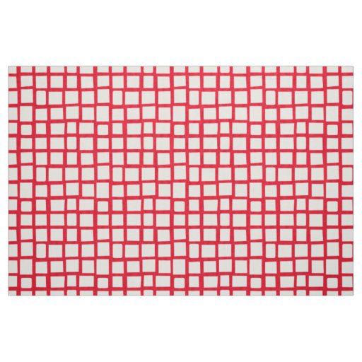 270215 Irregular rectangles - White on Red e6001c Fabric