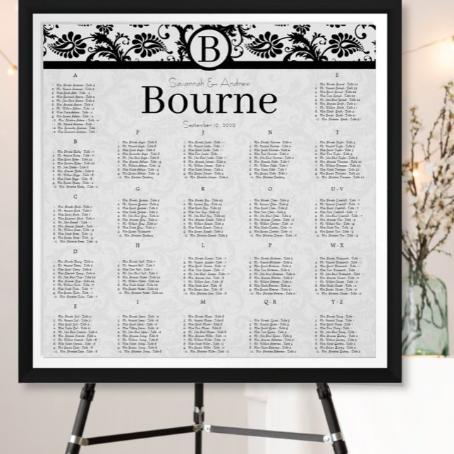 270 - 300 Guests Black Damask Seating Chart (Creator Uploaded)