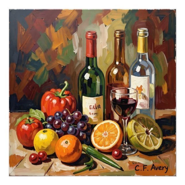 27.03" x 27.03" Still Life Wine Fruit  Photo Print (Front)
