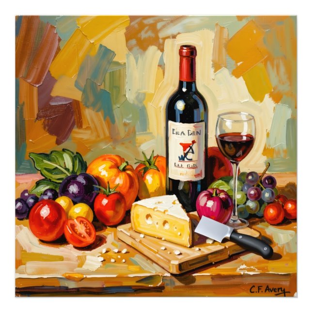 27.03" x 27.03" Wine Fruit Cheese Photo Print (Front)