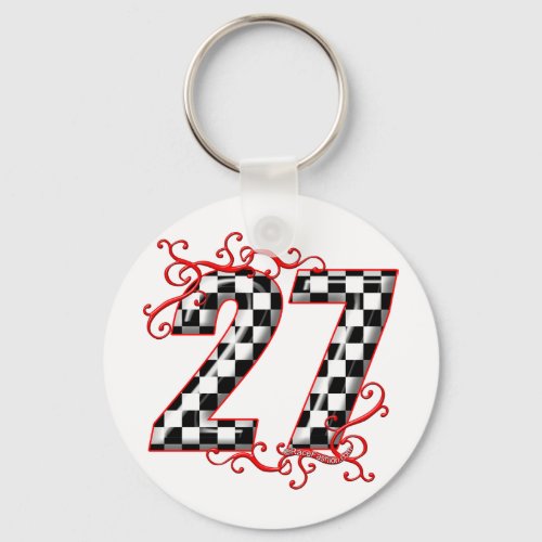 27 checkers flag number keychain