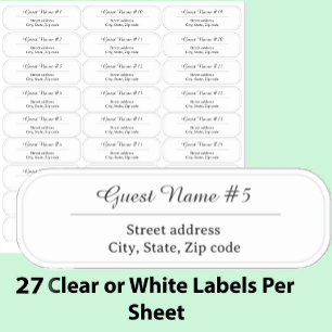 27 Custom Clear or White Wedding Guest Address  Sticker