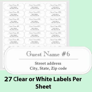 27 Custom Clear or White Wedding Guest Address  Sticker