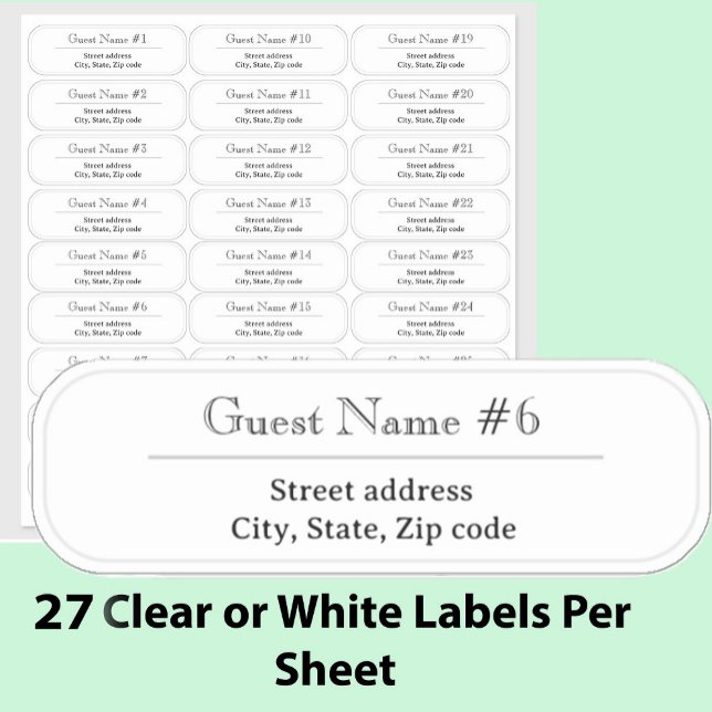27 Custom Clear or White Wedding Guest Address  Sticker (Creator Uploaded)