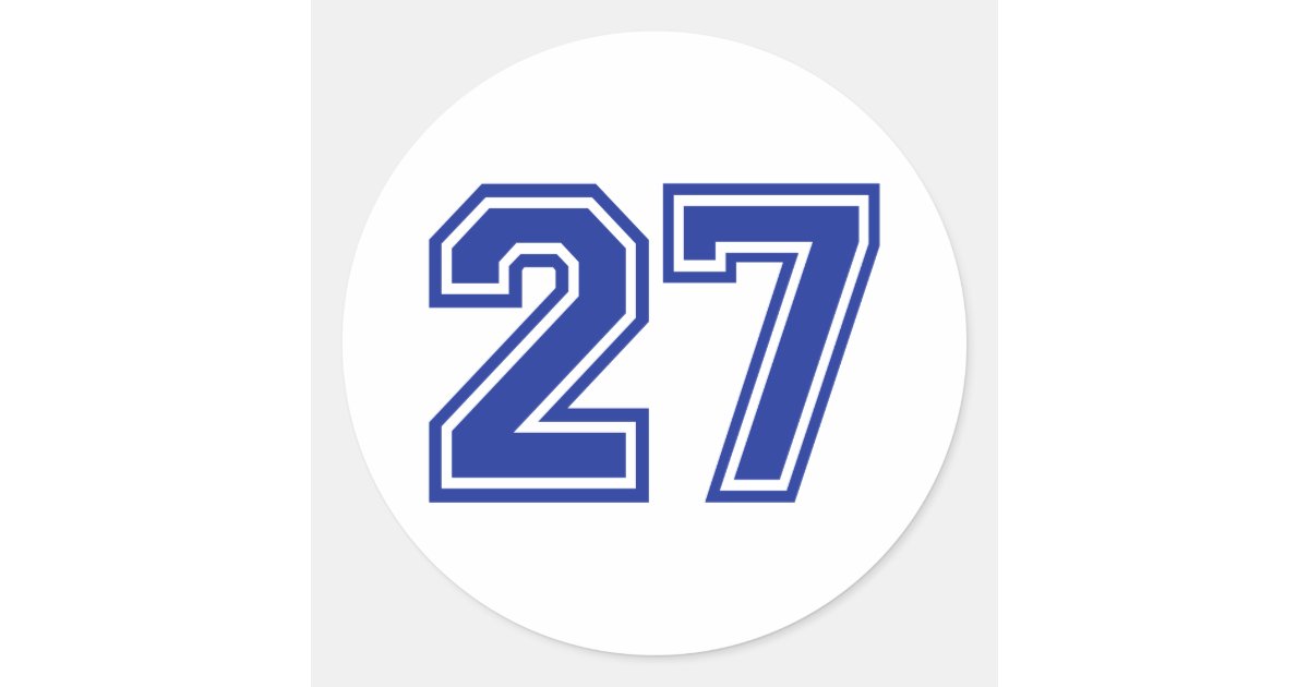 Sticker Number 27 27 - number classic round sticker | Zazzle