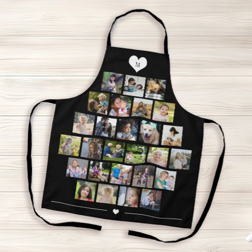 27 photo collage grid monogrammed black apron