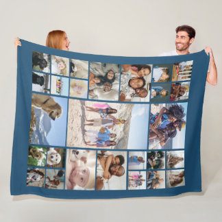 27 Photo Collage Personalized Fleece Blanket