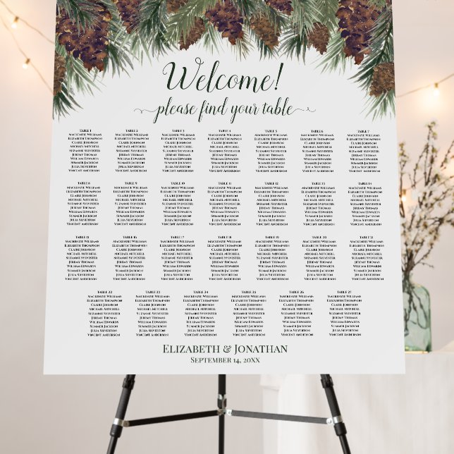 27 Table Rustic Pinecones Wedding Seating Chart Foam Board (In Situ (Stand))