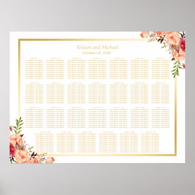 27 Tables Rustic Flowers Wedding Seating Chart